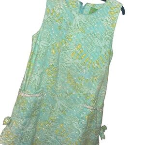 Lilly Pulitzer Aqua and Yellow Printed Shift Dress